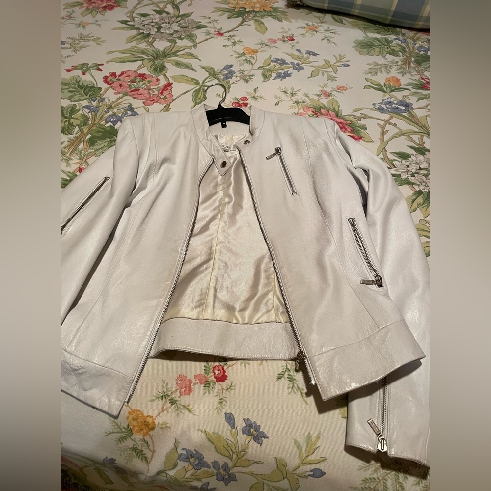 Cache white leather jacket